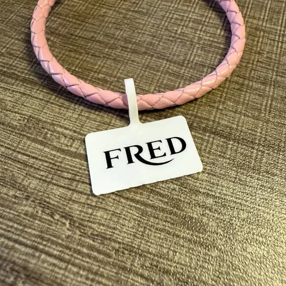 Pink Braided Leather Bracelet with Diamond-Encrusted Gold Clasp - Picture 8 of 8